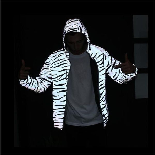 men's jackets reflective zebra stripe fashion casual coat streetwear hip hop nightclub hoody homme outwear, Black;brown
men's jackets reflective zebra stripe fashion casual coat streetwear hip hop nightclub hoody homme outwear, Black;brown