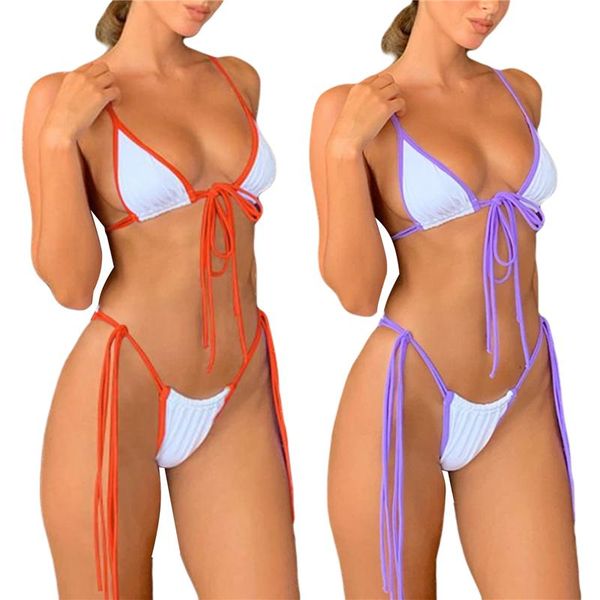 women's swimwear fashion two piece swimsuit, color matching bra drawstring frenulum split body bikini for female wholesale, White;black
women's swimwear fashion two piece swimsuit, color matching bra drawstring frenulum split body bikini for female wholesale, White;black