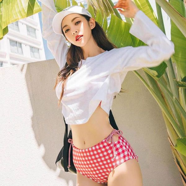 sweet plaid print bikinis new women bow simple high waist halter cross strap bandage split bikini set
sweet plaid print bikinis new women bow simple high waist halter cross strap bandage split bikini set