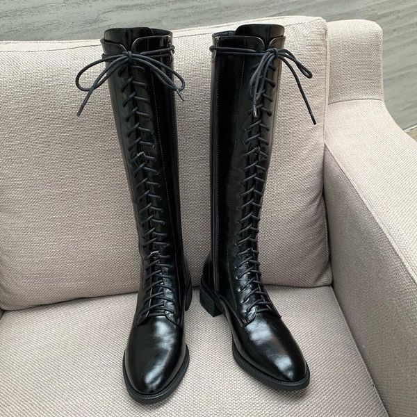 boots 2021 autumn winter classic ladies med heel leather knee high women fashion lace-up thigh shoes woman, Black
boots 2021 autumn winter classic ladies med heel leather knee high women fashion lace-up thigh shoes woman, Black