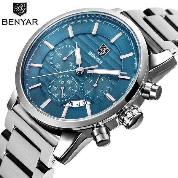 wristwatches benyar stainless steel watch men business casual quartz military wristwatch waterproof sport relogio 2021, Slivery;brown
wristwatches benyar stainless steel watch men business casual quartz military wristwatch waterproof sport relogio 2021, Slivery;brown