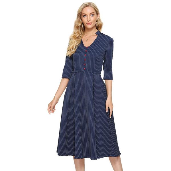 a-line mini vestido button striped dress elegant three quarter batwing sleeve party frocks for women casual empire vintage dress, Black;gray
a-line mini vestido button striped dress elegant three quarter batwing sleeve party frocks for women casual empire vintage dress, Black;gray