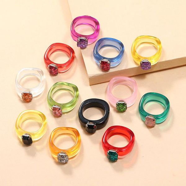 transparent diamond acrylic resin ring japane and korean style simple candy color jewelry, Silver
transparent diamond acrylic resin ring japane and korean style simple candy color jewelry, Silver