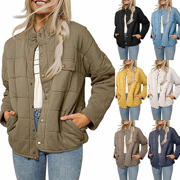 women's jackets european and american fall/winter 2021 stand-up collar loose fashion lightweight jacket for women, Black;brown
women's jackets european and american fall/winter 2021 stand-up collar loose fashion lightweight jacket for women, Black;brown