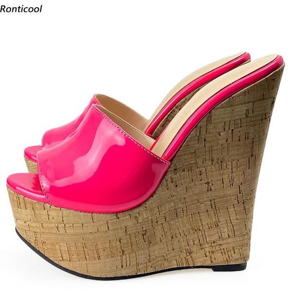 sandals ronticool handmade women mules patent leather wedges heel open toe gorgeous colors party shoes plus size 35-46, Black
sandals ronticool handmade women mules patent leather wedges heel open toe gorgeous colors party shoes plus size 35-46, Black
