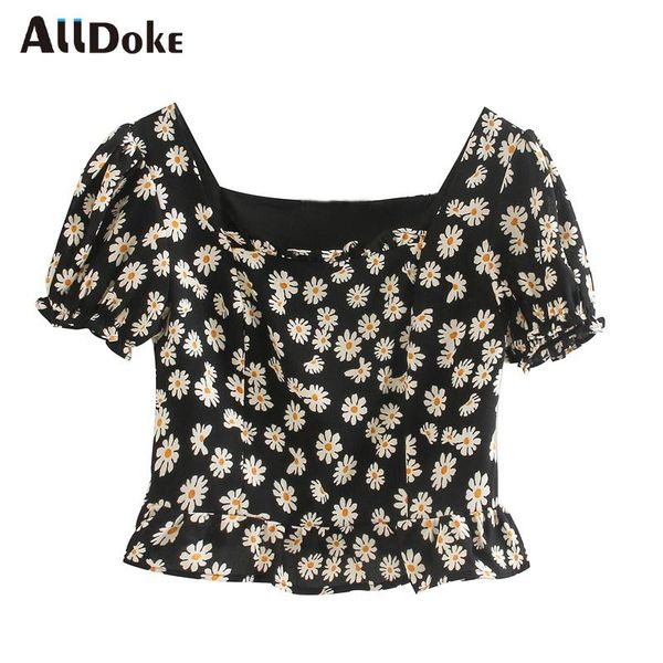 women's blouses & shirts alldoke floral print vintage crop blouse women summer square collar short sleeve shirt femme ladies blusa, White
women's blouses & shirts alldoke floral print vintage crop blouse women summer square collar short sleeve shirt femme ladies blusa, White