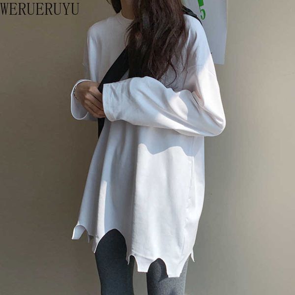 werueruyu female hole hip hop long sleeve t shirt oversized tee women's korean style vintage bottoming 210608, White
werueruyu female hole hip hop long sleeve t shirt oversized tee women's korean style vintage bottoming 210608, White