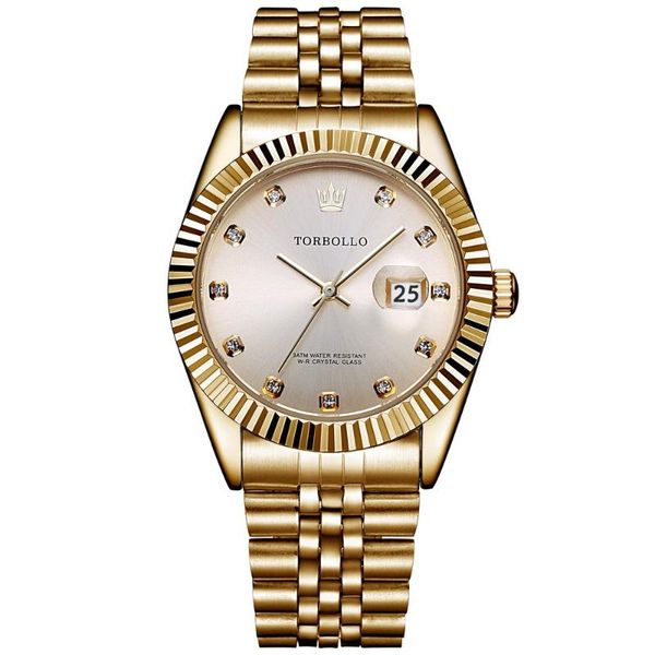 wristwatches torbollo brand fashion quartz men's watch stainless steel date analog display gold men watches relogio masculino, Slivery;brown
wristwatches torbollo brand fashion quartz men's watch stainless steel date analog display gold men watches relogio masculino, Slivery;brown