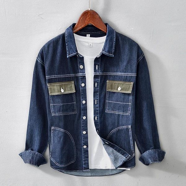 men's casual shirts japanese styles cargo denim long sleeve shirt washed retro slim fit jean 100%cotton street coats, White;black
men's casual shirts japanese styles cargo denim long sleeve shirt washed retro slim fit jean 100%cotton street coats, White;black