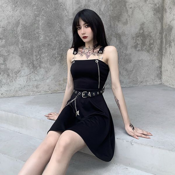 vintage slim spaghetti straps mini dress women punk butterfly belt backless party dress female streetwear dress, Black;gray
vintage slim spaghetti straps mini dress women punk butterfly belt backless party dress female streetwear dress, Black;gray