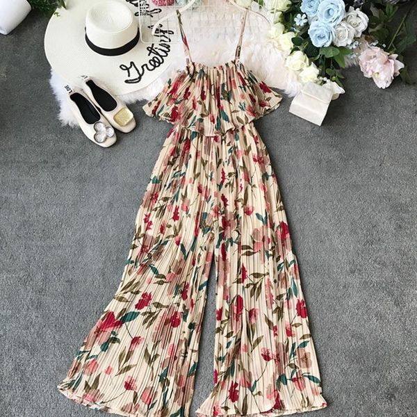 women summer bohemian jumpsuit 2021 ankle-length holiday chiffon ruffles spaghetti strap beach style print jumpsuits rompers, Black;white
women summer bohemian jumpsuit 2021 ankle-length holiday chiffon ruffles spaghetti strap beach style print jumpsuits rompers, Black;white