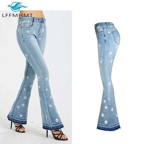 2021 new spring fall women korean style slim fit denim office lady casual skinny daisy flower embroidery flare u8s2, Blue
2021 new spring fall women korean style slim fit denim office lady casual skinny daisy flower embroidery flare u8s2, Blue