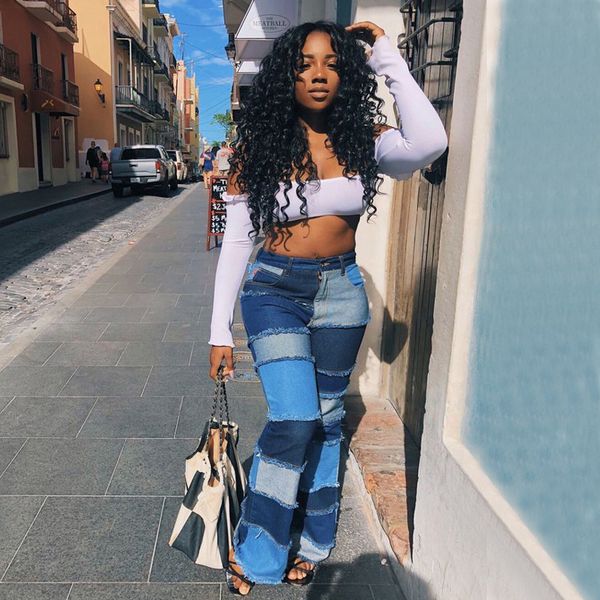 2021 new high-waist bloc enlargement with streetwear by bell bottoms pants ny jeans 6ss3, Blue
2021 new high-waist bloc enlargement with streetwear by bell bottoms pants ny jeans 6ss3, Blue