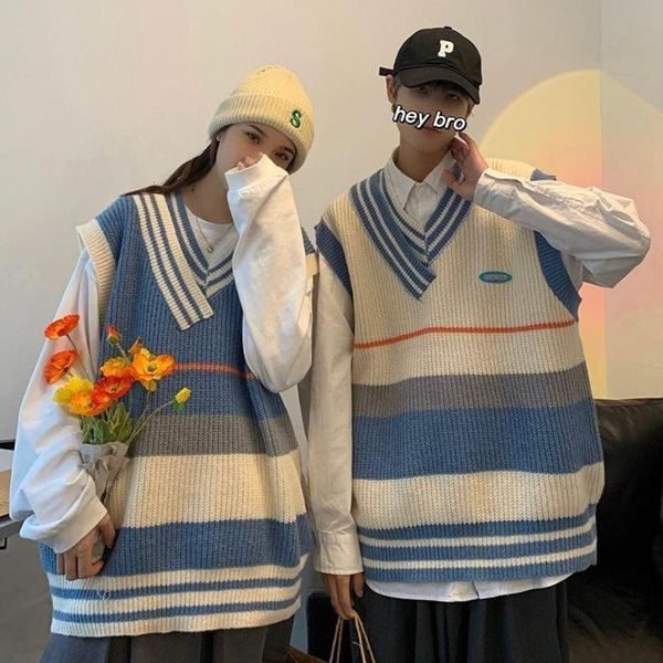 men's vests striped sweater women college style chic loose spring fall harajuku sleeveless knitwear basic mens retro casual, Black;white
men's vests striped sweater women college style chic loose spring fall harajuku sleeveless knitwear basic mens retro casual, Black;white