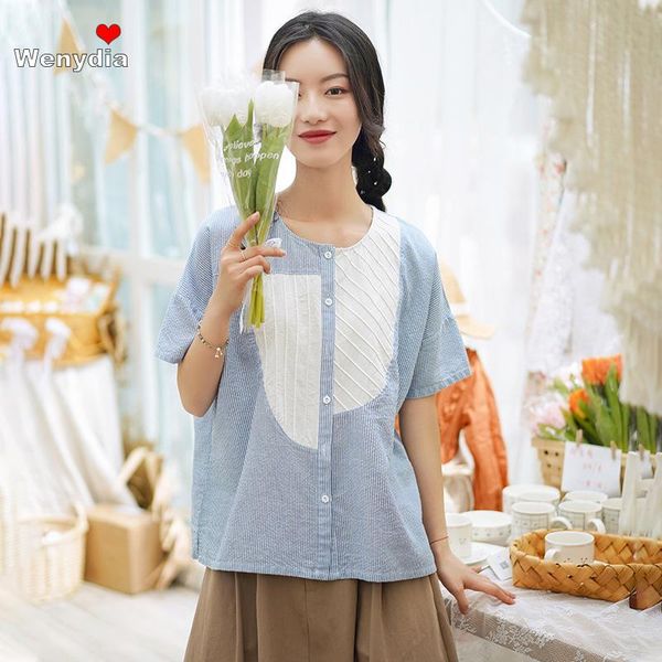 women's blouses & shirts wenydia women striped blouse button down 2021 summer oversized short sleeve o neck asymmetrical loose side sl, White
women's blouses & shirts wenydia women striped blouse button down 2021 summer oversized short sleeve o neck asymmetrical loose side sl, White