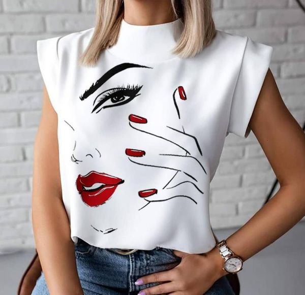 women elegant lips print blouse shirts 2021 summer casual stand neck pullovers print ladies fashion cute eye short sleeve blusa, White
women elegant lips print blouse shirts 2021 summer casual stand neck pullovers print ladies fashion cute eye short sleeve blusa, White