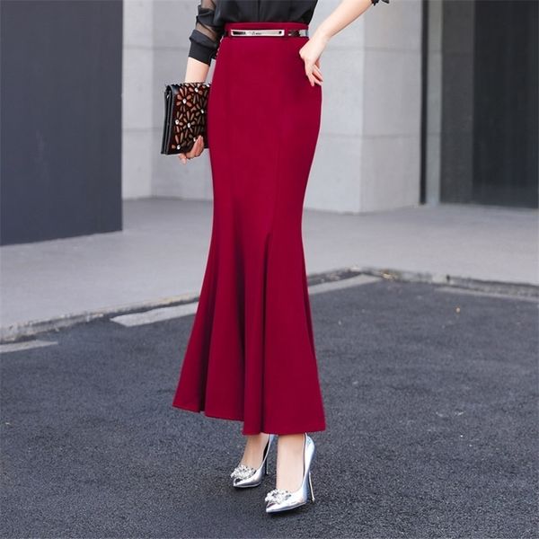 spring women skirt ruffles slim high waist long package buttocks tail skirts red black 1890 210310
spring women skirt ruffles slim high waist long package buttocks tail skirts red black 1890 210310