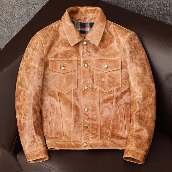 men's leather & faux 2021 classic casual yellow brown plus size cowhide jacket vegetable tanned batik head skin coat autumn winter, Black
men's leather & faux 2021 classic casual yellow brown plus size cowhide jacket vegetable tanned batik head skin coat autumn winter, Black