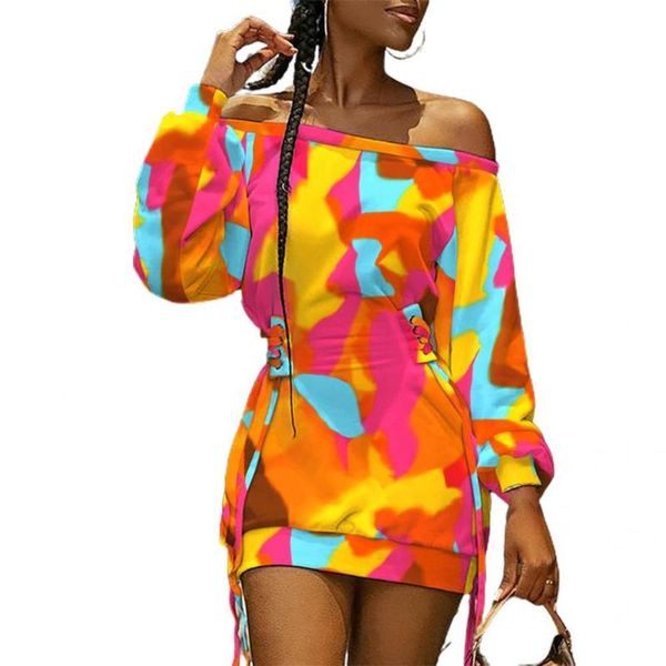 casual dresses beautiful women dress long sleeve lace-up waist colorful print off shoulder, Black;gray
casual dresses beautiful women dress long sleeve lace-up waist colorful print off shoulder, Black;gray