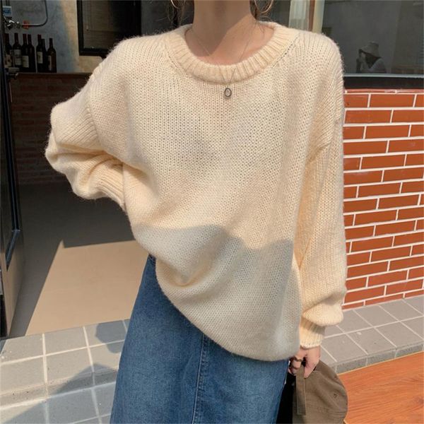 women's sweaters oversize fashion pullover chic women casual knitwear 2021 all match autumn solid outwear ol jumpers, White;black 
women's sweaters oversize fashion pullover chic women casual knitwear 2021 all match autumn solid outwear ol jumpers, White;black