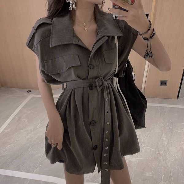 2021 vintage summer classic female shirt fashion short sleeve mini lace up cotton belt linen dress y145 nzza, Black;gray
2021 vintage summer classic female shirt fashion short sleeve mini lace up cotton belt linen dress y145 nzza, Black;gray