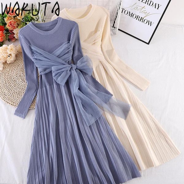 casual dresses wakuta fairy elegant bodycon dress women bow decorated mesh patch blue red long female 2021 fall winter knit vintage, Black;gray
casual dresses wakuta fairy elegant bodycon dress women bow decorated mesh patch blue red long female 2021 fall winter knit vintage, Black;gray