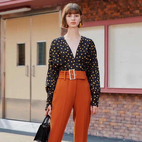 ael fashion woman black blouses 2021 long sleeve tunic elegant dot shirt casual chiffon v neck blouse female, White
ael fashion woman black blouses 2021 long sleeve tunic elegant dot shirt casual chiffon v neck blouse female, White