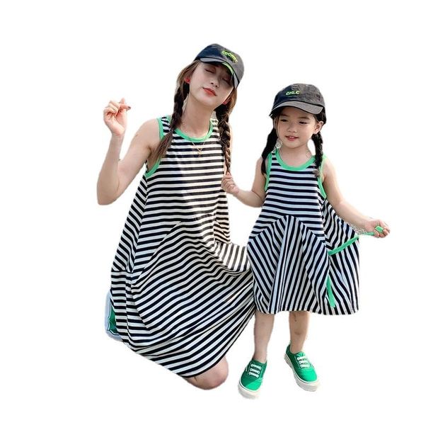 family matching outfits parent child summer girl's vest skirt mother daughter dress cotton stripe mommy and me little girl clothes, Blue
family matching outfits parent child summer girl's vest skirt mother daughter dress cotton stripe mommy and me little girl clothes, Blue