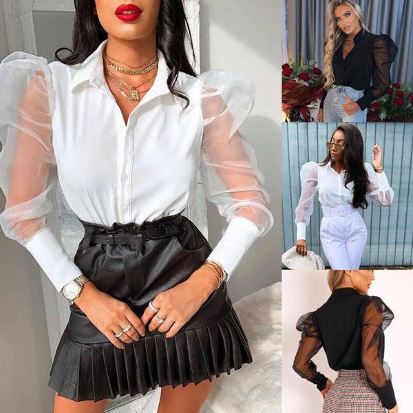 women's blouses & shirts fashion womens and elegant mesh puff long sleeve ol shirt ladies slim fit chemise femme dames party club stre, White
women's blouses & shirts fashion womens and elegant mesh puff long sleeve ol shirt ladies slim fit chemise femme dames party club stre, White