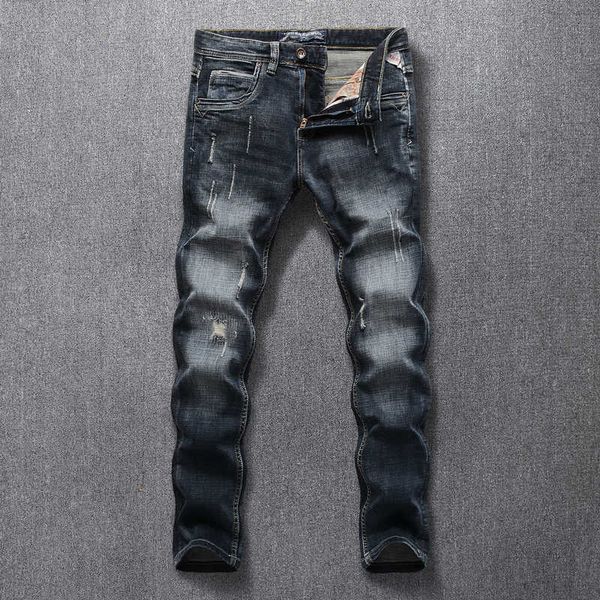 italian style fashion men jeans retro black blue ripped elastic cotton vintage designer slim denim pants
italian style fashion men jeans retro black blue ripped elastic cotton vintage designer slim denim pants