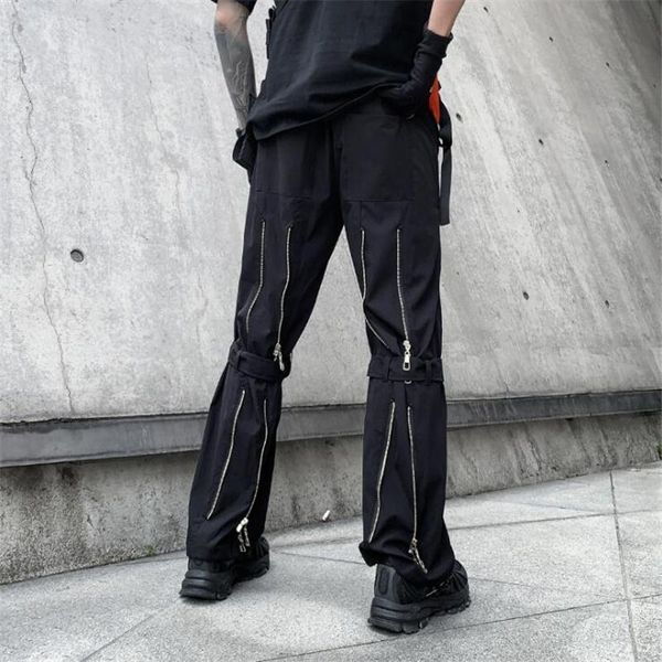 men's pants ribbons zipper techwear cargo japanese streetwear joggers man casual hip hop straight trousers, Black
men's pants ribbons zipper techwear cargo japanese streetwear joggers man casual hip hop straight trousers, Black