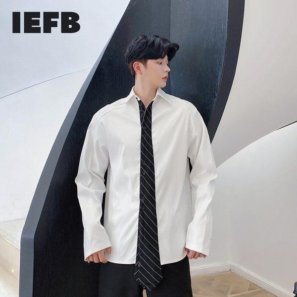 iefb 2021 new fashion long sleeve shirt solid slim fit male casual koean style men's white shirts with black tie 9y6262, White;black
iefb 2021 new fashion long sleeve shirt solid slim fit male casual koean style men's white shirts with black tie 9y6262, White;black
