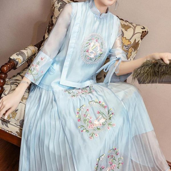 ethnic clothing 2021 chinese traditional cheongsam skirt women chiffon blouse mesh floral embroidery china qipao set tang suit, Red
ethnic clothing 2021 chinese traditional cheongsam skirt women chiffon blouse mesh floral embroidery china qipao set tang suit, Red