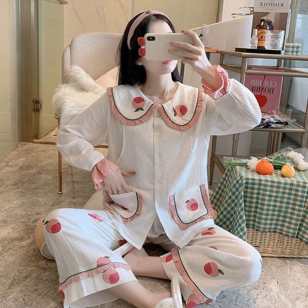 confinement pure cotton crepe pajamas double gauze household service suit pregnant women's breast-feeding clothing thin style in, White
confinement pure cotton crepe pajamas double gauze household service suit pregnant women's breast-feeding clothing thin style in, White