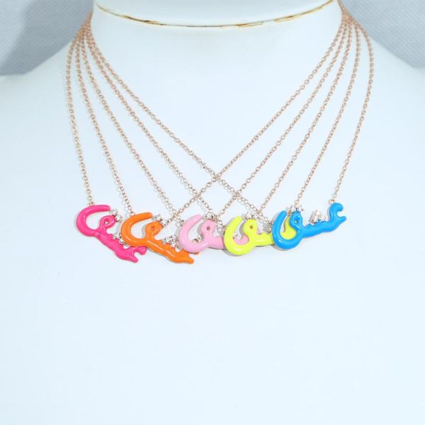 chains arabic word letter pendant necklace rose gold color neon enamel love necklaces, Silver
chains arabic word letter pendant necklace rose gold color neon enamel love necklaces, Silver