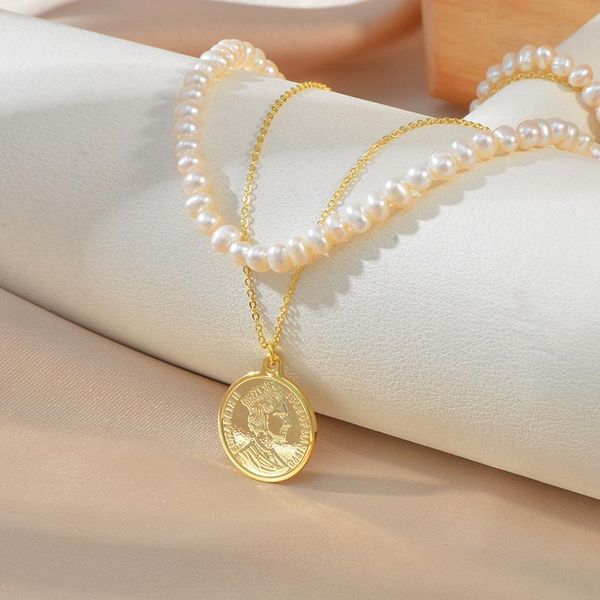 chains botu 2021 style creative necklace female personality round coin simplicity queen letter pearl pendant for women, Silver
chains botu 2021 style creative necklace female personality round coin simplicity queen letter pearl pendant for women, Silver
