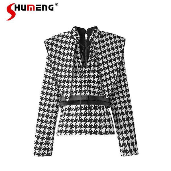 2021 spring autumn retro houndstooth coat female korean style new fashion waist-controlled slim fit long sleeve belt top, Black;brown
2021 spring autumn retro houndstooth coat female korean style new fashion waist-controlled slim fit long sleeve belt top, Black;brown