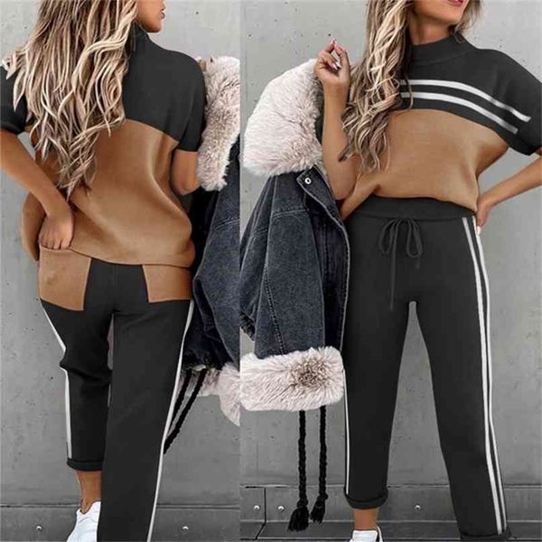 ladies casual o-neck loose sports pocket color matching summer fashion stitching trousers y2k with suit women 210915, Black;white
ladies casual o-neck loose sports pocket color matching summer fashion stitching trousers y2k with suit women 210915, Black;white