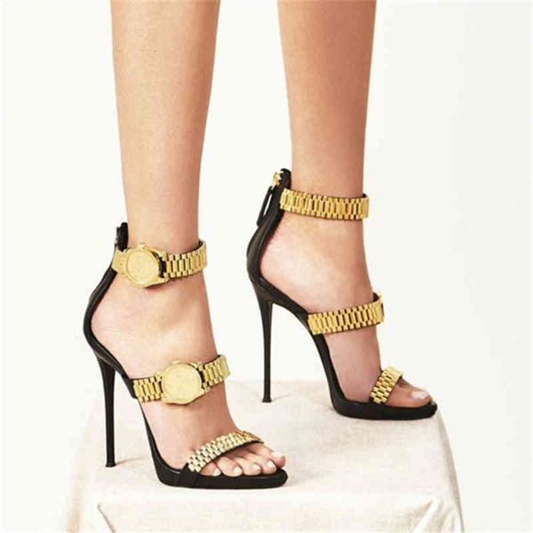 watch luxury gold studded heel metal chain decor gladiator sandals women designer high heels party shoes woman, Black
watch luxury gold studded heel metal chain decor gladiator sandals women designer high heels party shoes woman, Black