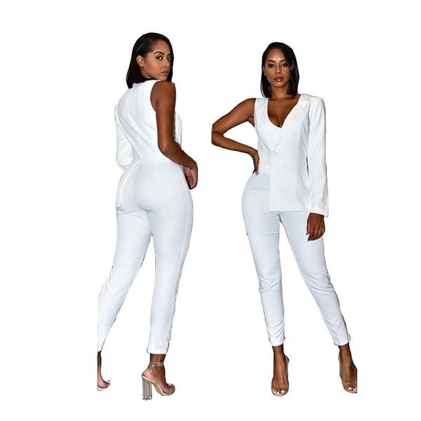 women's jumpsuits & rompers 2021 fashion sense asymmetrical sleeve white lady high street brand style chic slim catsuits, Black;white
women's jumpsuits & rompers 2021 fashion sense asymmetrical sleeve white lady high street brand style chic slim catsuits, Black;white
