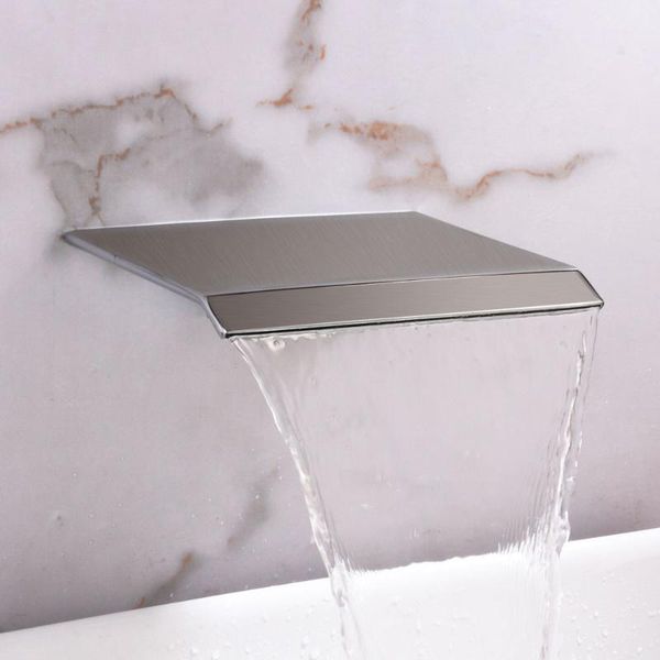 azos wall mounted waterfall tub spout bathroom fixtures high flow filled tub sprinkler for bathroom sink faucet brushed nickel 
azos wall mounted waterfall tub spout bathroom fixtures high flow filled tub sprinkler for bathroom sink faucet brushed nickel
