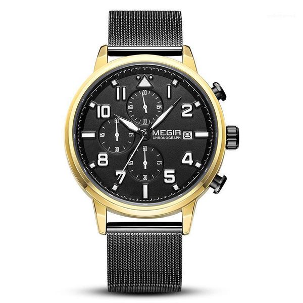 wristwatches megir brand 2157 luxury quartz fashion business wrist watches men mesh steel band chronograph, Slivery;brown
wristwatches megir brand 2157 luxury quartz fashion business wrist watches men mesh steel band chronograph, Slivery;brown
