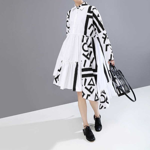 fashion irregular design dresses for women chic print big swing elegant office lady female vestidos summer 210525, Black;gray
fashion irregular design dresses for women chic print big swing elegant office lady female vestidos summer 210525, Black;gray