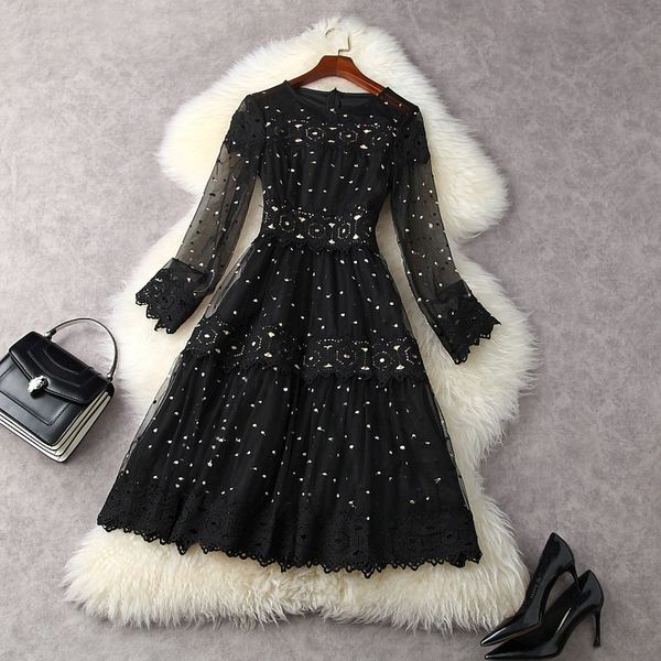 2021 new spring woman lace mesh lovely party retro flower dress elegant shining embroidery dresses e7tu, Black;gray
2021 new spring woman lace mesh lovely party retro flower dress elegant shining embroidery dresses e7tu, Black;gray