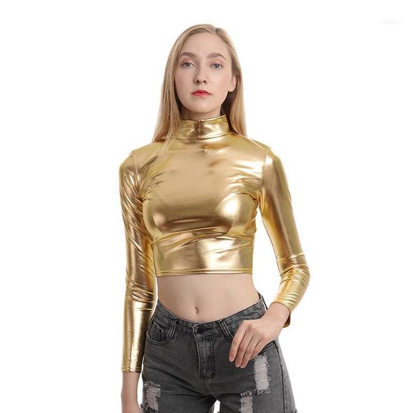 fashion tshirt cosplay performance slim patent leather long sleeve small high collar women's clothing1, White
fashion tshirt cosplay performance slim patent leather long sleeve small high collar women's clothing1, White