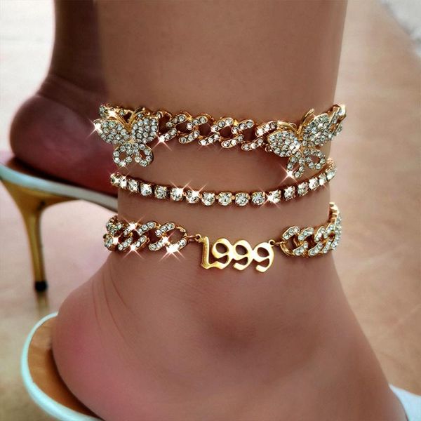 anklets 3pcs/set punk luxury crystal butterfly cuban link set for women iced out rhinestones tennis chain vintage anklet jewelry, Red;blue
anklets 3pcs/set punk luxury crystal butterfly cuban link set for women iced out rhinestones tennis chain vintage anklet jewelry, Red;blue