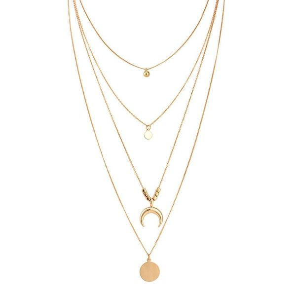 pendant necklaces fashionable personality multi-layer moon disc women's necklace, Silver
pendant necklaces fashionable personality multi-layer moon disc women's necklace, Silver