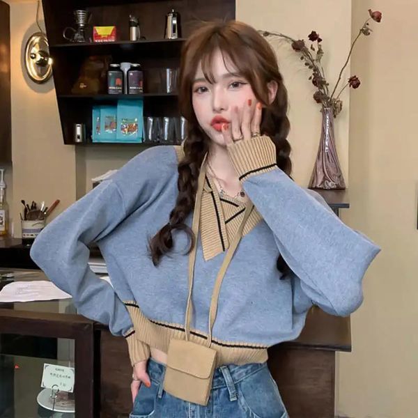 women's sweaters vintage women pullover oversized short splicing loose sweater korean college style casual jumper sueter mujer, White;black
women's sweaters vintage women pullover oversized short splicing loose sweater korean college style casual jumper sueter mujer, White;black