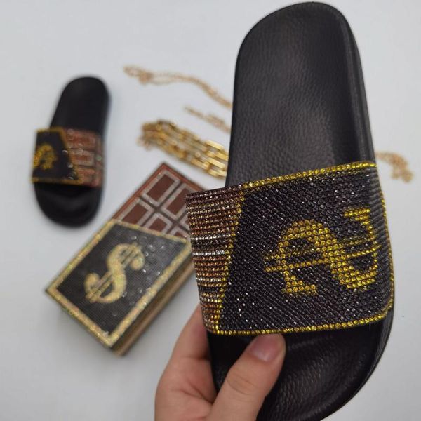 slippers women crystal dollar money pattern home slides footbed platform sandal, Black
slippers women crystal dollar money pattern home slides footbed platform sandal, Black
