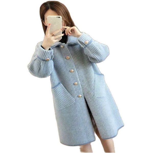women's wool & blends imitation mink fleece autumn winter jacket women 2021 large size knitted cardigan outwear loose mid-length female, Black
women's wool & blends imitation mink fleece autumn winter jacket women 2021 large size knitted cardigan outwear loose mid-length female, Black